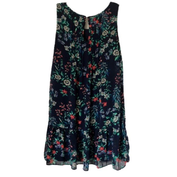 Rose & Olive Floral Flowy Sleeveless A-line Dress - Navy/Red/Green - M - Picture 7 of 12